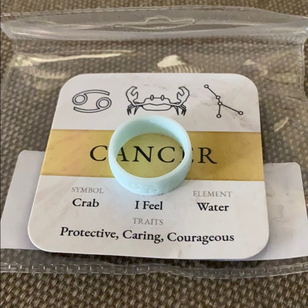 Mint green silicone wedding ring band Sz 6 zodiac astrology horoscope Cancer New